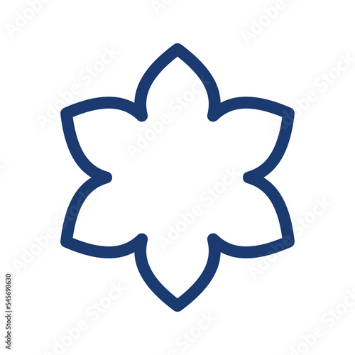 Line silhouette flower with six petals vector illustration with editable stroke
