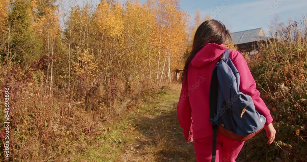 The camera follows a woman on a trip or adventure. The camera follows a woman on a trip or adventure.