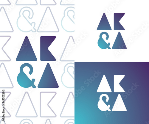 A K and A Minimal Vector Gradient Logo icon with round edges for Brand Identity (ID: 545705280)