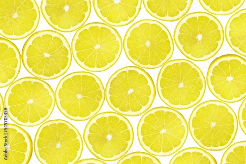 Lemon slices on a white background
