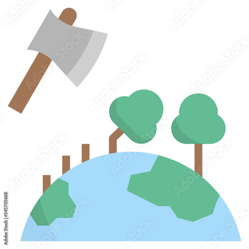 deforestation flat style icon