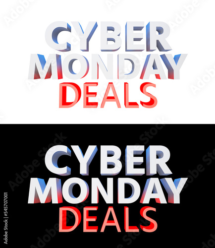 Big 3d Cyber Monday Deals promotion text. 3d Render.