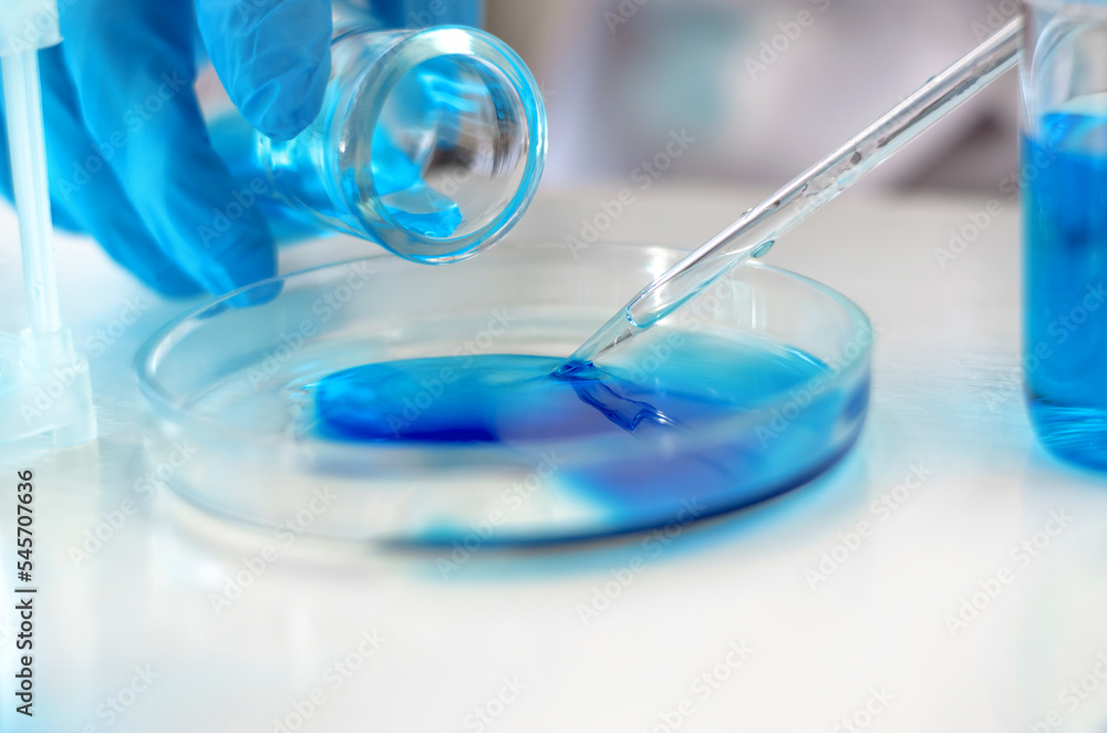 Hands of a scientist with a laboratory pipette. Equipment for chemical experiments. Scientist doing laboratory research Hands of a scientist with a laboratory pipette. Equipment for chemical experiments. Scientist doing laboratory research