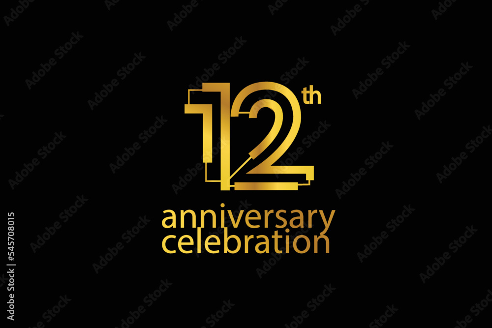 12 year anniversary celebration abstract style logotype. anniversary with purple, yellow, orange color isolated on white background, vector design for celebration vector