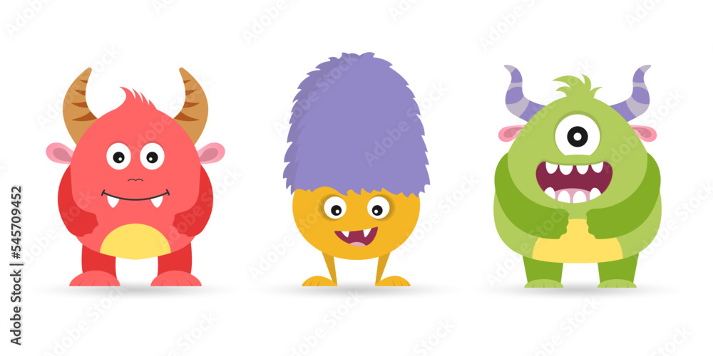 Cute monster icon set. Cartoon character design. Funny alien. Vector illustration. Cute monster icon set. Cartoon character design. Funny alien. Vector illustration.