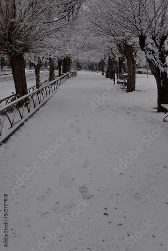 Snowfall in a small village in Basilicata in winter 2017