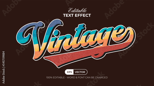 Vintage text effect style. Editable text effect.	