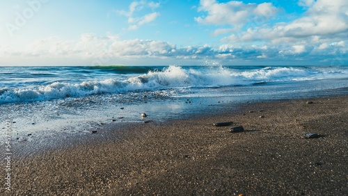 Waves crashing on Hokitika Beach in New Zealand