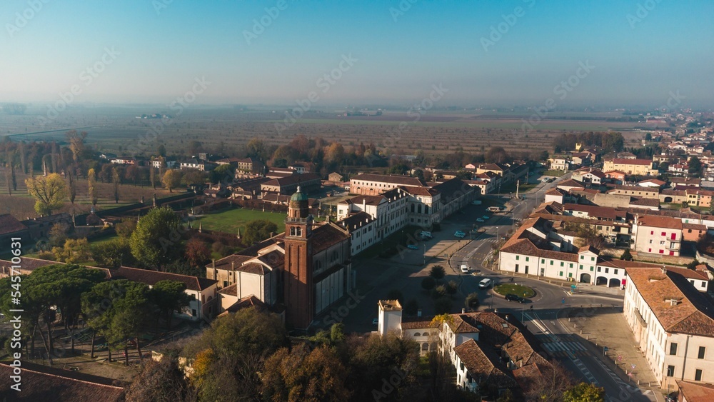 Aerial view of the comune of Bagnoli di Sopra in Padua Province, Italy
