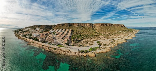 Aerial panorama of Santa Pola de l'Est coastline city Alicante, Spain photo