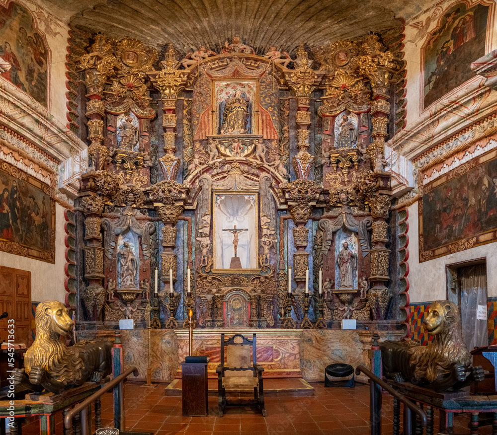 The interior of the San Xavier del Bac Mission in Tucson, Arizona