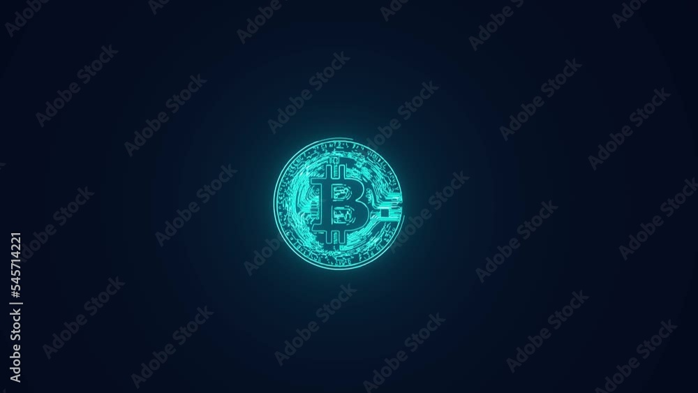 Bitcoin cryptocurrency digital token animation