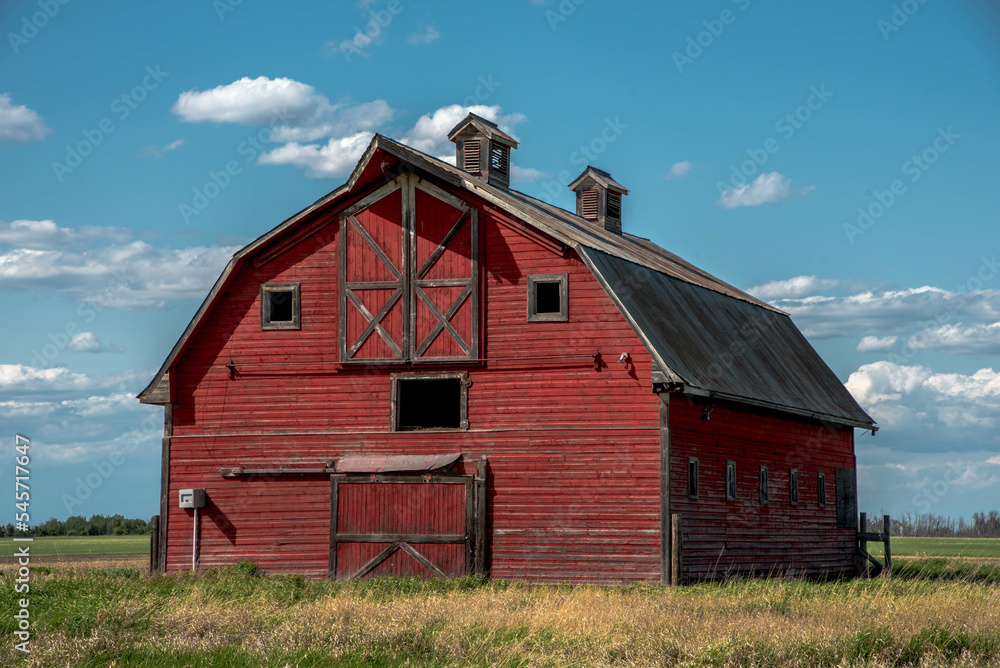 Obraz premium old red barn in the field