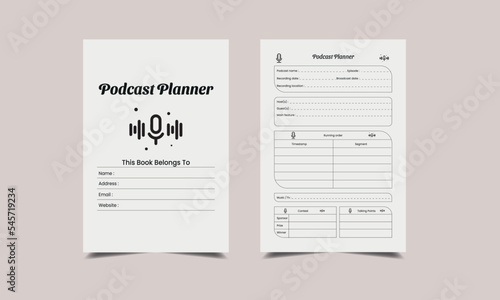 podcast planner KDP  Interior for Low content KDP interior