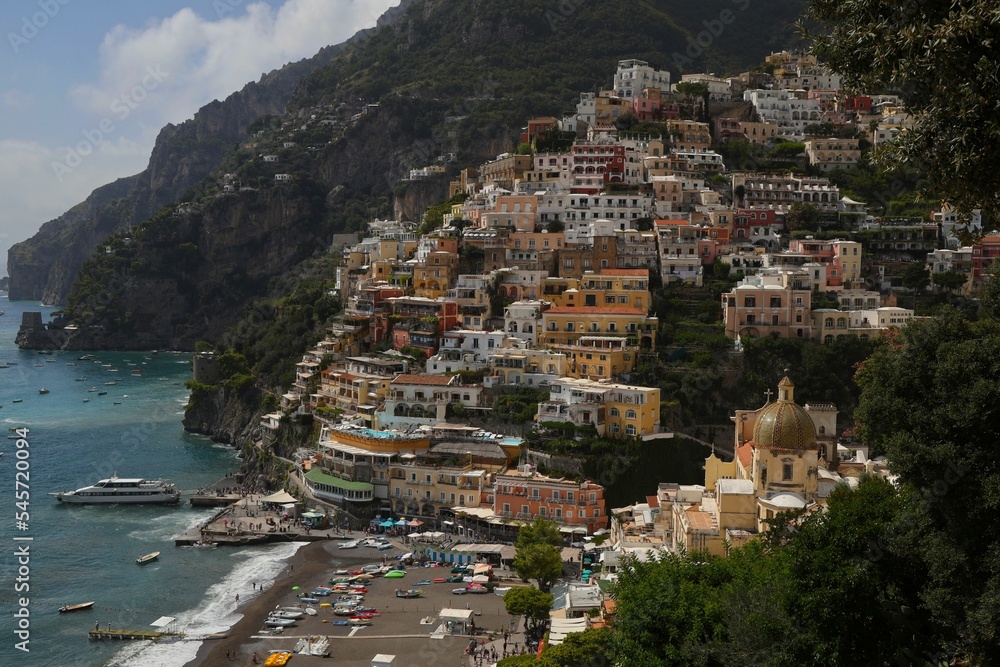 Scenic view of the coastal village Positano in Amalfia, Italy