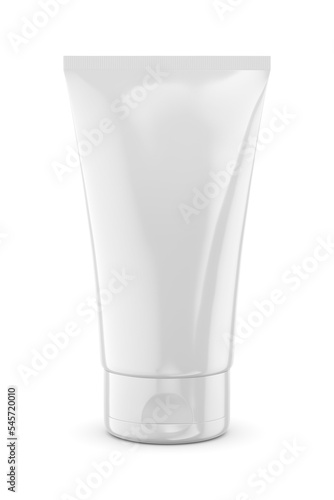 Glossy cosmetic tube mockup, 150 ml 5.0 fl. oz. . 3D rendering.