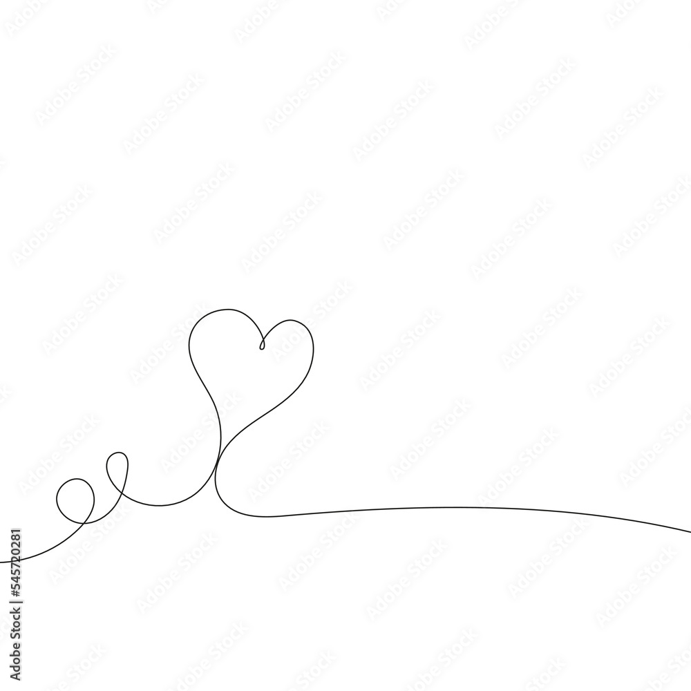 Heart vector icon hand drawn. Continuous line, editable contour.