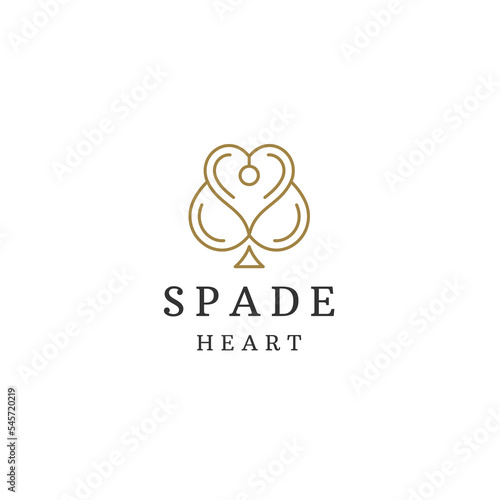 Love line with spade logo icon design template flat vector