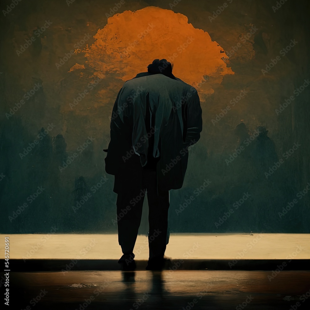 Obraz premium Illustration about silhouettes of people. Made by AI.