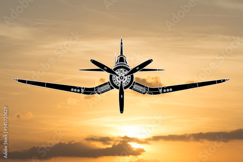 Bilde på lerret Avión de caza de hélice clásico f4u corsair