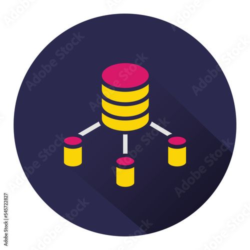 database sharing icon. isolated background with long shadow