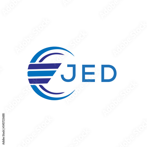 JED letter logo. JED blue image on white background. JED vector logo design for entrepreneur and business. JED best icon.	
