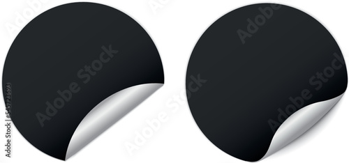 set of black round sticker banners - vector design element 