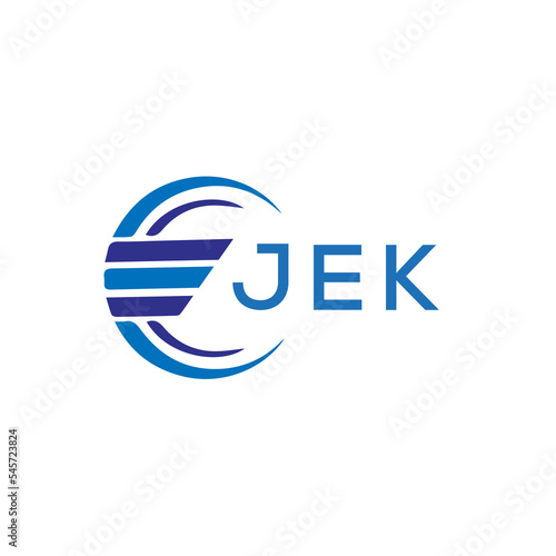 JEK letter logo. JEK blue image on white background. JEK vector logo design for entrepreneur and business. JEK best icon.	
