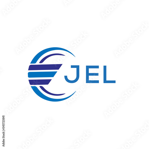 JEL letter logo. JEL blue image on white background. JEL vector logo design for entrepreneur and business. JEL best icon.	
