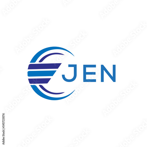 JEN letter logo. JEN blue image on white background. JEN vector logo design for entrepreneur and business. JEN best icon.	
