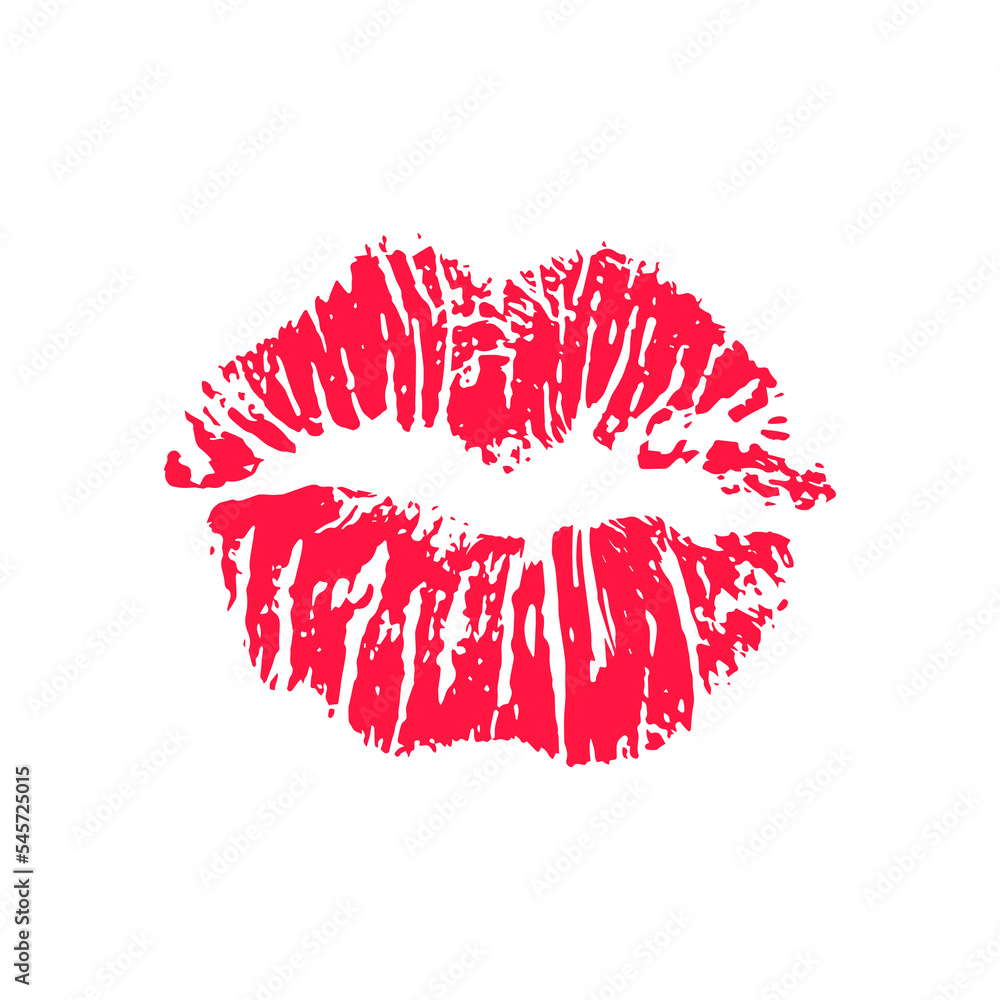Female red lipstick kiss isolated on white background. Lipstick kisses on white background Vector illustration