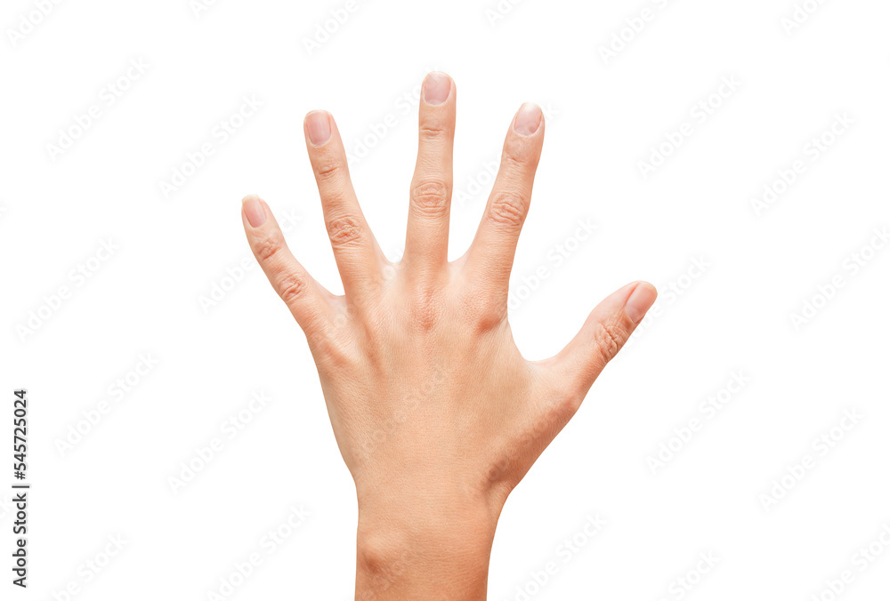 Woman's hand, well - groomed, with fingers spread apart, isolated on white background with clipping path Woman's hand, well - groomed, with fingers spread apart, isolated on white background with clipping path