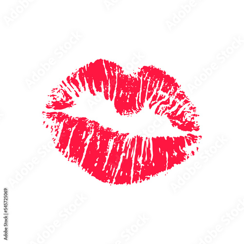 Female red lipstick kiss isolated on white background. Lipstick kisses on white background Vector illustration