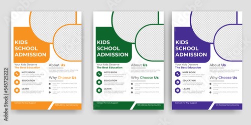 Creative and modern online school education admission flyer poster template