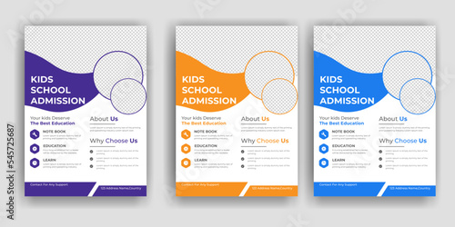 Creative and modern online school education admission flyer poster template