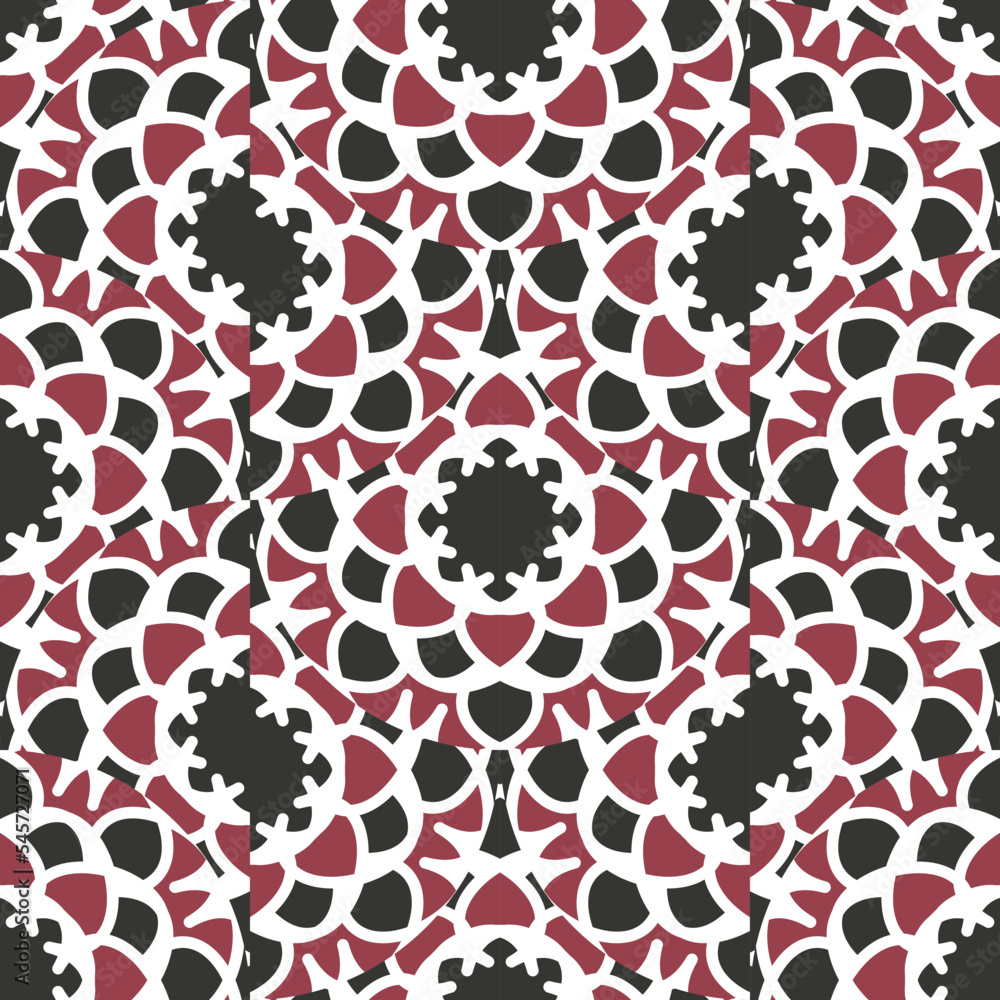 Fototapeta premium Seamless texture with arabic geometric ornament. Vector asian mosaic pattern with decorative elements