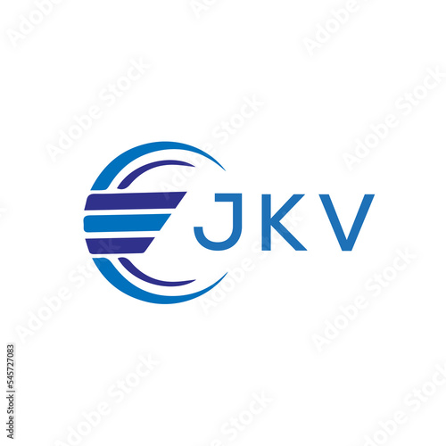 JKV letter logo. JKV blue image on white background. JKV vector logo design for entrepreneur and business. JKV best icon.	
 photo