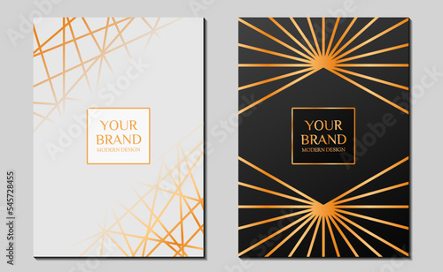 Modern cover design set. Luxurious creative dynamic diagonal line patterns. Formal premium vector backgrounds for business brochures, posters, notebooks, templates