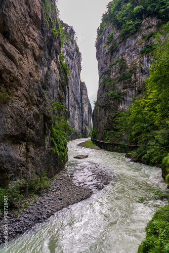 The Aare Gorge in the Swiss mountains.