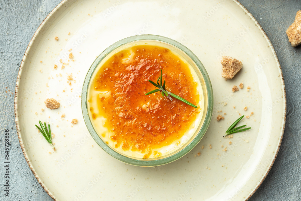 cream brulee, creme brule, traditional french vanilla cream dessert with caramelised sugar, Food recipe background. Close up cream brulee, creme brule, traditional french vanilla cream dessert with caramelised sugar, Food recipe background. Close up
