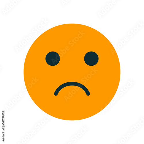 Emotion rating feedback - bad. Rating satisfaction icon. User experience feedback. Orange mood emoticon. Negative concept. Vector illustration