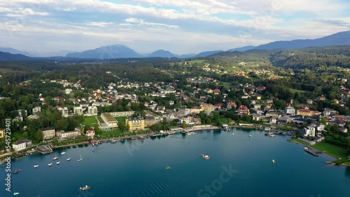 Velden aerial view at the beautiful lake Wörthersee in Carinthia, Austria. photo