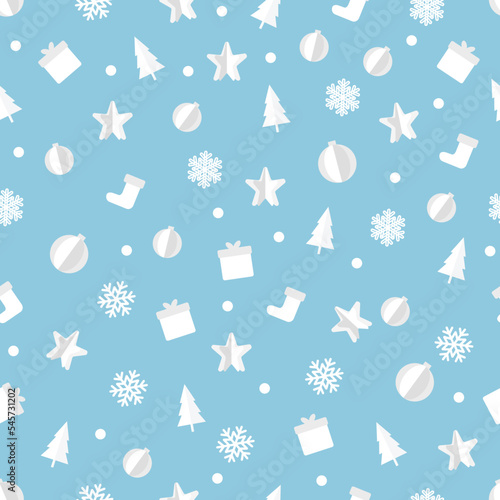 Christmas vector seamless pattern with gift and snowflake, present