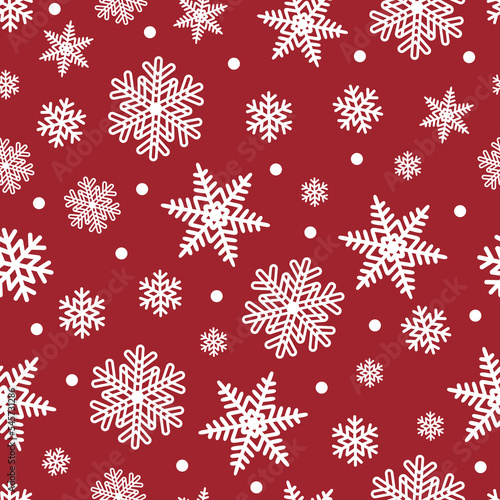 Christmas winter white snowflake seamless pattern on blue background for holiday wrapper paper or xmas