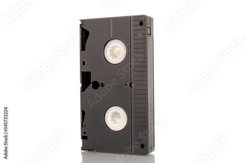 One video cassette, macro, isolated on white background.