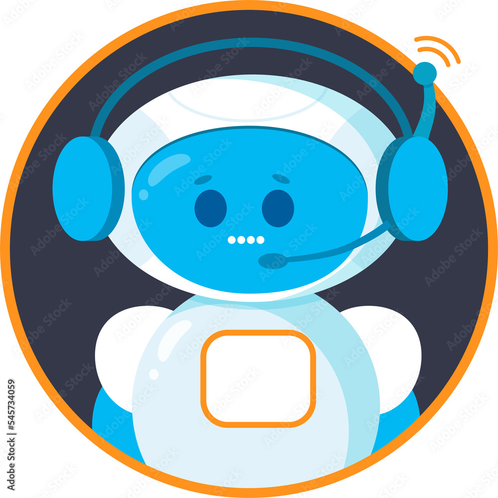 Chatbot icon. Cute smiling robot. Сartoon character illustration
Chatbot icon. Cute smiling robot. Сartoon character illustration