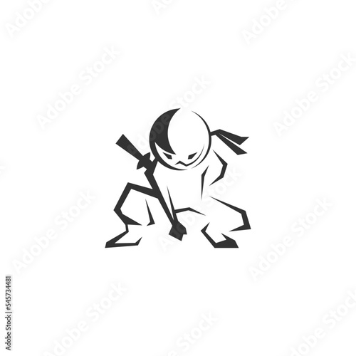 Digital illustration of a black ninja company logo design on a white background