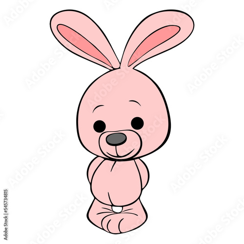 cute cartoon pink hare drawing isolated element decor