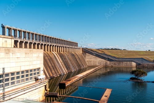 Hume Dam in Riverina, New South Wales, Australia on a sunny day