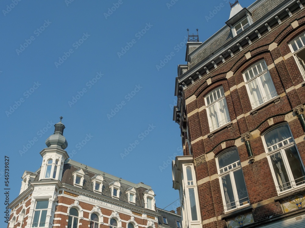 Low angle of the old buildings in Maastricht, Netherlands.